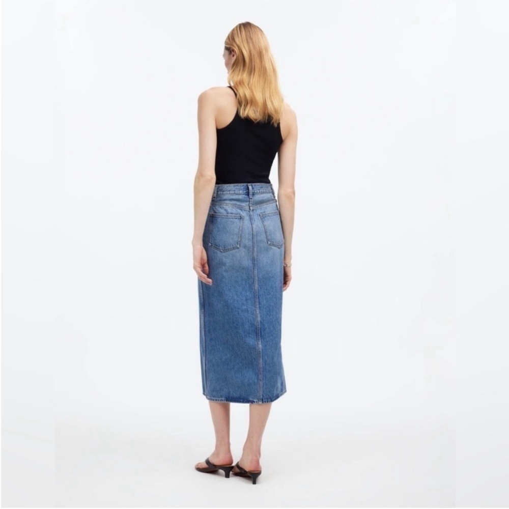 Madewell The Rilee Denim Enmore Wash Midi Skirt 33 / 16 - Picture 2 of 11